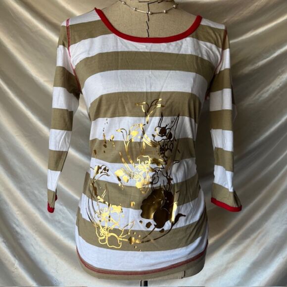 KiKit Gold and White Floral Design Top - Picture 2 of 6